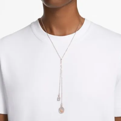Signum Y necklace, Swan, White, Rose gold-tone plated by SWAROVSKI
