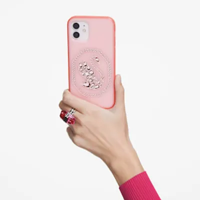 Smartphone case, Swan, iPhone® 13, Pale pink by SWAROVSKI