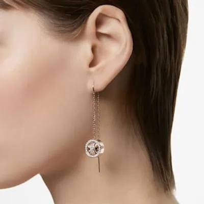 Hollow drop earrings, Long, White, Rose gold-tone plated by SWAROVSKI