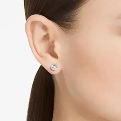 Constella stud earrings, Round cut, White