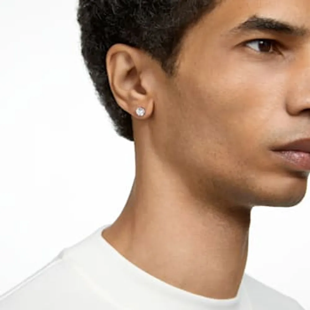 Constella stud earrings, Round cut, White