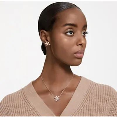 Volta set, Bow, White, Rose gold-tone plated by SWAROVSKI