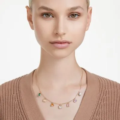 Stilla necklace, Mixed cuts, Multicoloured, Gold-tone plated by SWAROVSKI