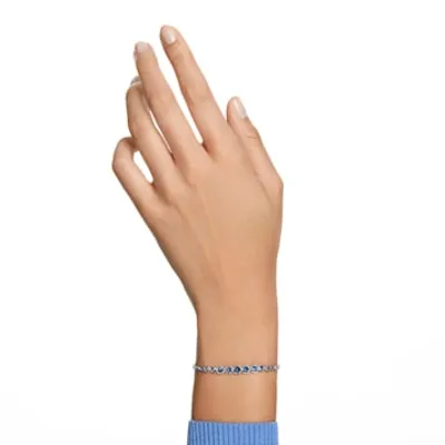 Emily bracelet, Mixed round cuts, Blue, Rhodium plated by SWAROVSKI