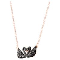 Swarovski Iconic Swan necklace, Swan, Black, Rose gold-tone plated