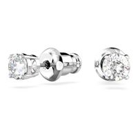 Swarovski Attract stud earrings, Round, Small, White, Rhodium plated