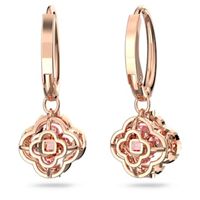 Swarovski Sparkling Dance earrings, Clover, Pink, Rose gold-tone plated