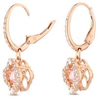 Swarovski Sparkling Dance earrings, Clover, Pink, Rose gold-tone plated