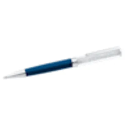 Crystalline ballpoint pen, Blue, Blue lacquered, chrome plated by SWAROVSKI