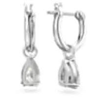 Millenia hoop earrings, Pear cut, White, Rhodium plated by SWAROVSKI