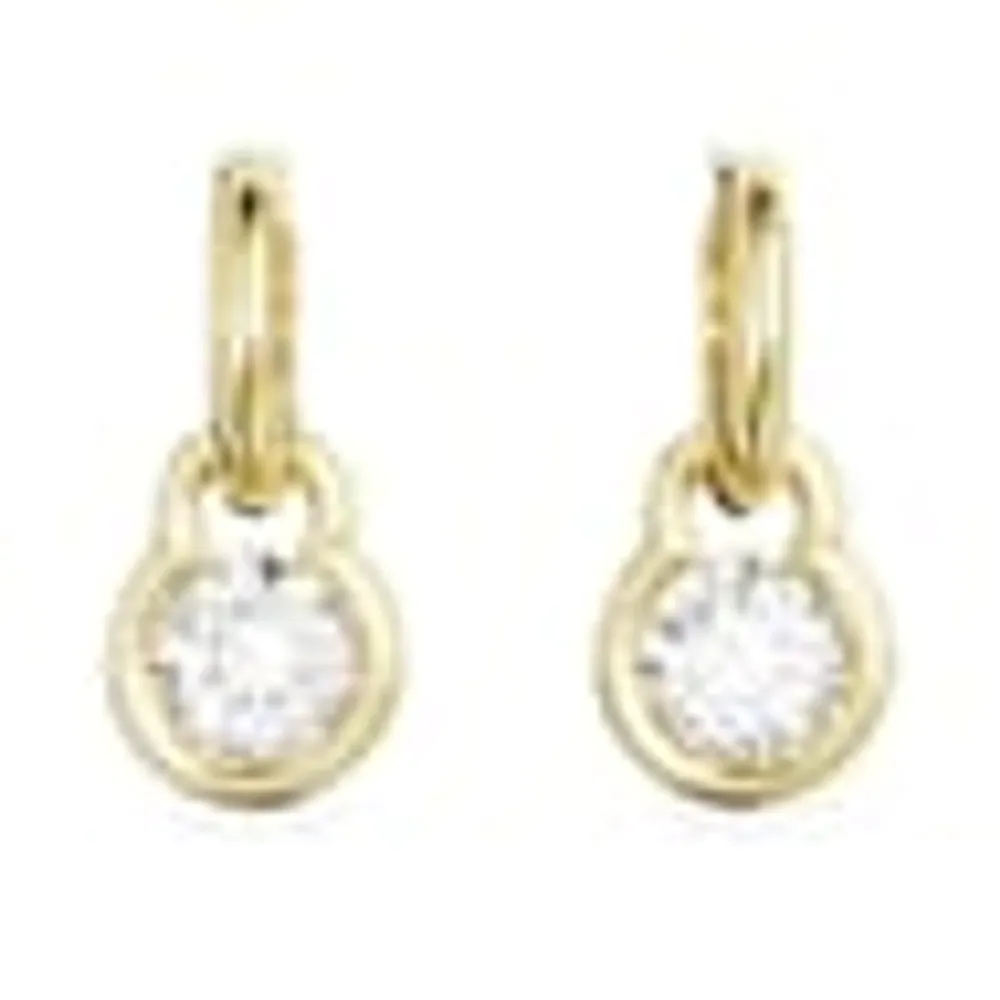 Dextera drop earrings, Round cut, White, Gold-tone plated by SWAROVSKI