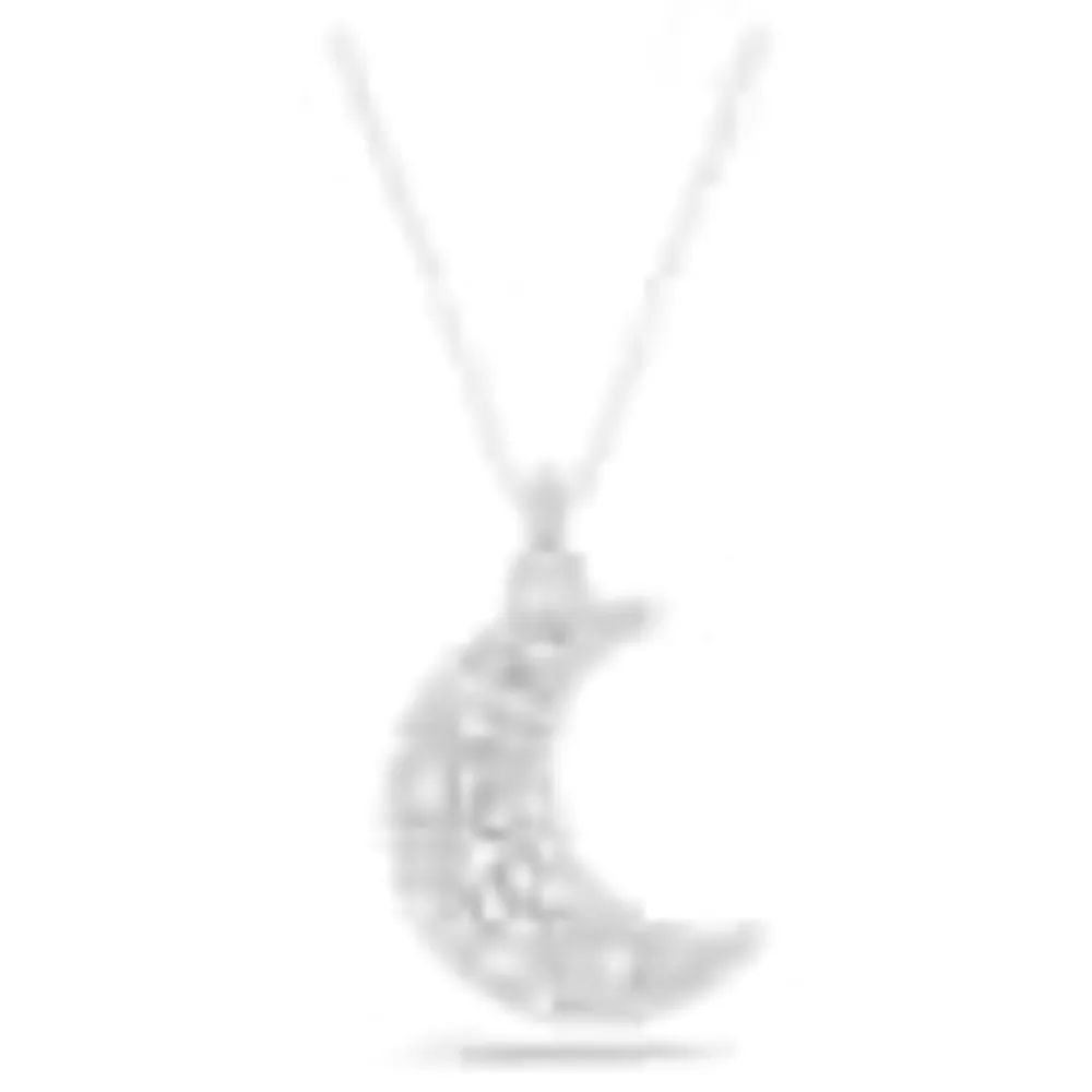 Luna pendant, Moon, White, Rhodium plated by SWAROVSKI