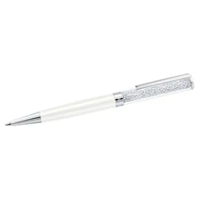 Crystalline ballpoint pen, White, White lacquered, Chrome plated by SWAROVSKI