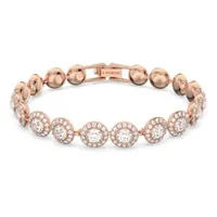 Angelic bracelet, Round cut, Pavé, Medium, White, Rose gold-tone plated by SWAROVSKI