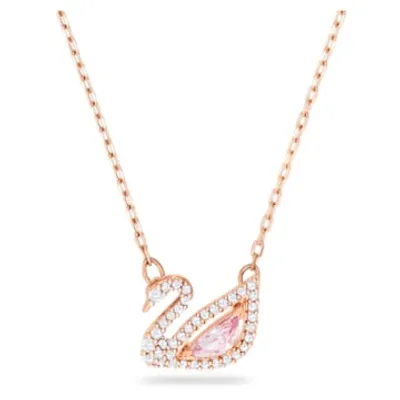 Dazzling Swan necklace, Swan, Pink, Rose gold-tone plated by SWAROVSKI