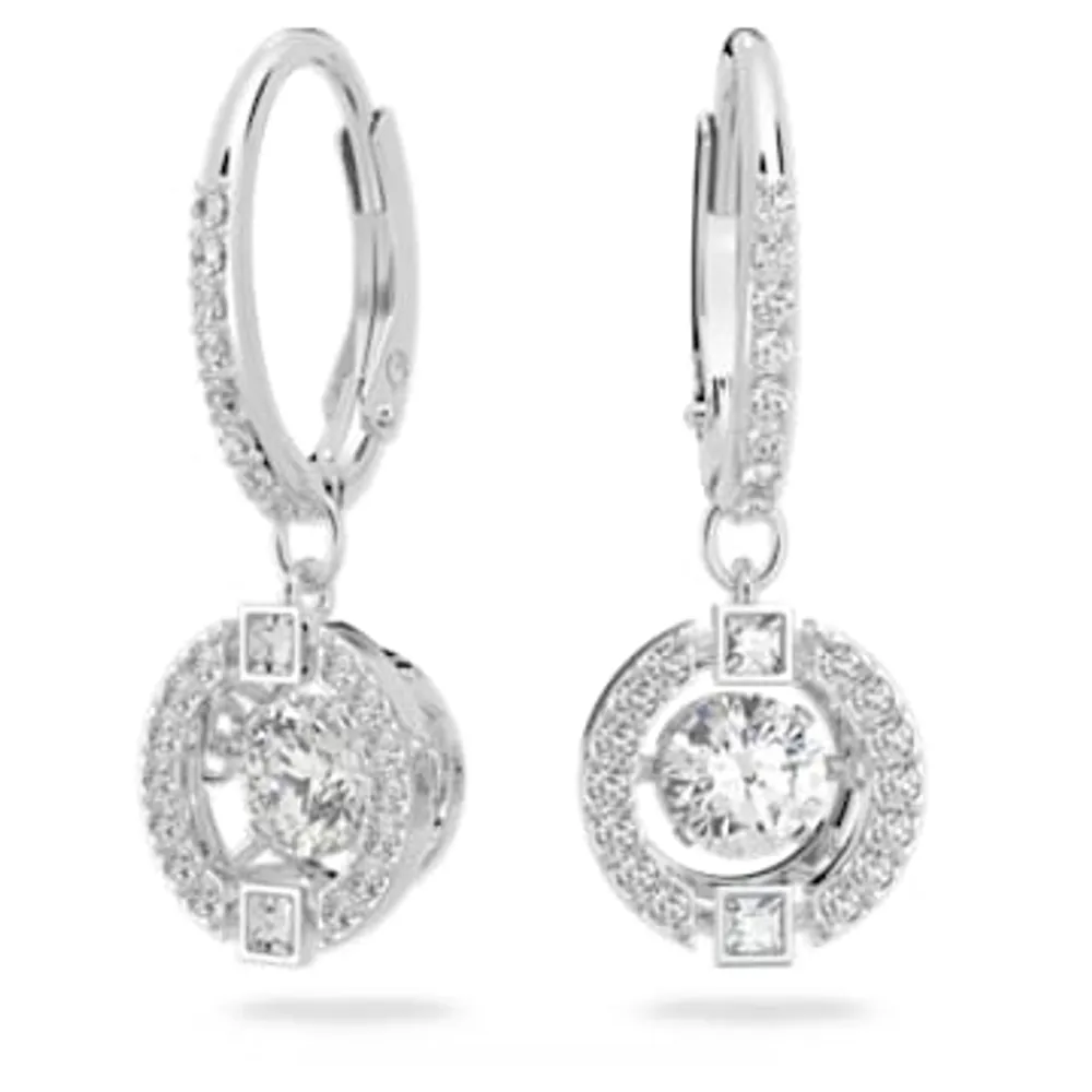 Sparkling Round & Square Drop Earrings