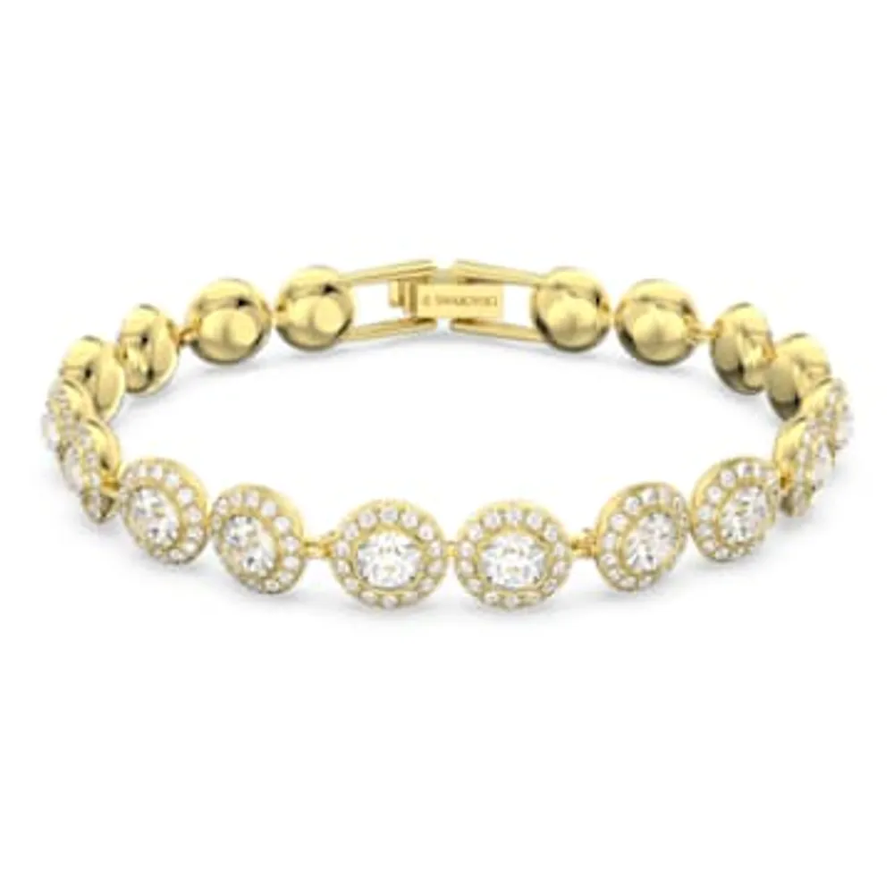 Angelic bracelet, Round cut, Pavé, Medium, White, Gold-tone plated by SWAROVSKI