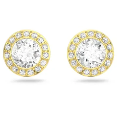 Angelic stud earrings, Round cut, White, Gold-tone plated by SWAROVSKI