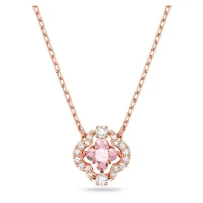 Swarovski Sparkling Dance necklace, Clover, Pink, Rose gold-tone plated by SWAROVSKI