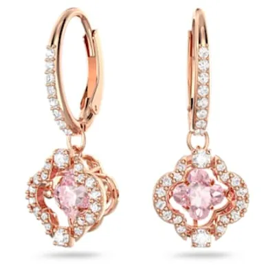Swarovski Sparkling Dance drop earrings, Clover, Pink, Rose gold-tone plated by SWAROVSKI