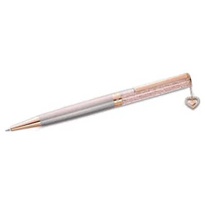 Crystalline ballpoint pen, Heart, Rose gold tone, Pink lacquered, Rose gold-tone plated by SWAROVSKI