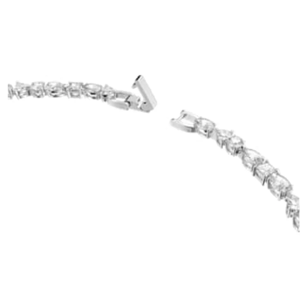 Tennis Deluxe V necklace, Mixed cuts, White, Rhodium plated by SWAROVSKI