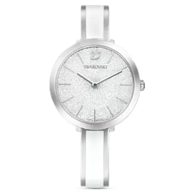 Crystalline Delight watch, Swiss Made, Metal bracelet, White