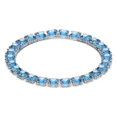 Millenia necklace, Square cut, Blue, Rhodium plated by SWAROVSKI