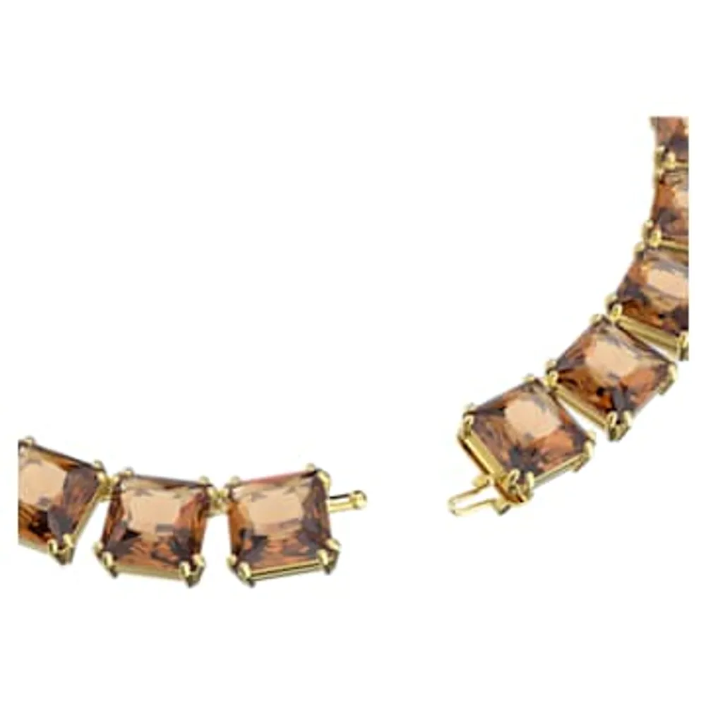 Millenia necklace, Square cut, Yellow, Gold-tone plated by SWAROVSKI