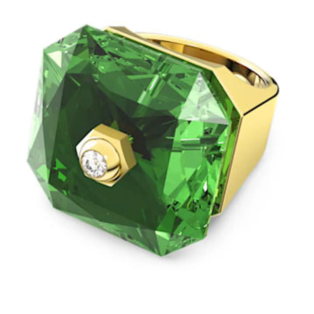 Numina cocktail ring, Octagon cut, Green, Gold-tone plated by SWAROVSKI