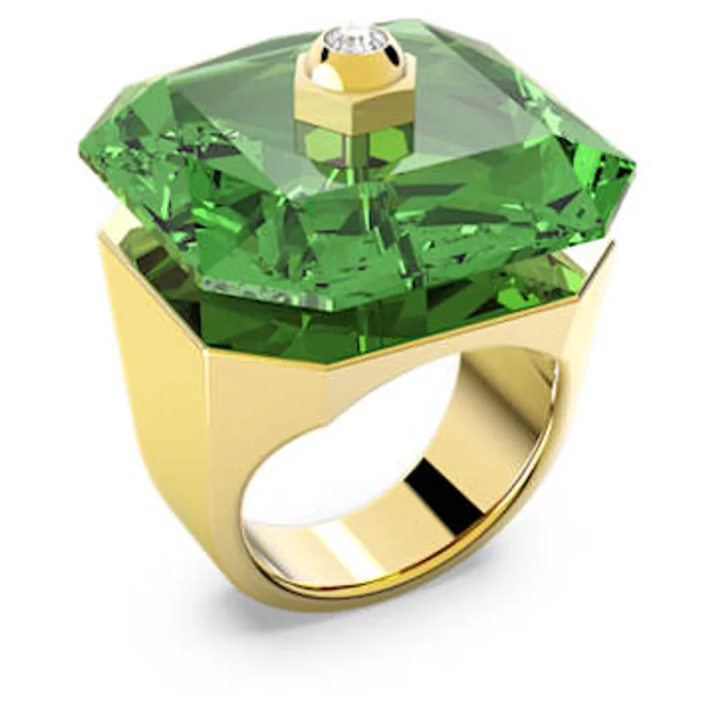 Numina cocktail ring, Octagon cut, Green, Gold-tone plated by SWAROVSKI