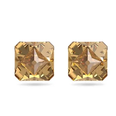 Ortyx stud earrings, Pyramid cut, Yellow, Gold-tone plated by SWAROVSKI