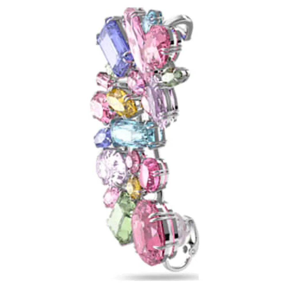 Gema ear cuff, Single, Oversized crystals, Multicolored, Rhodium plated by SWAROVSKI