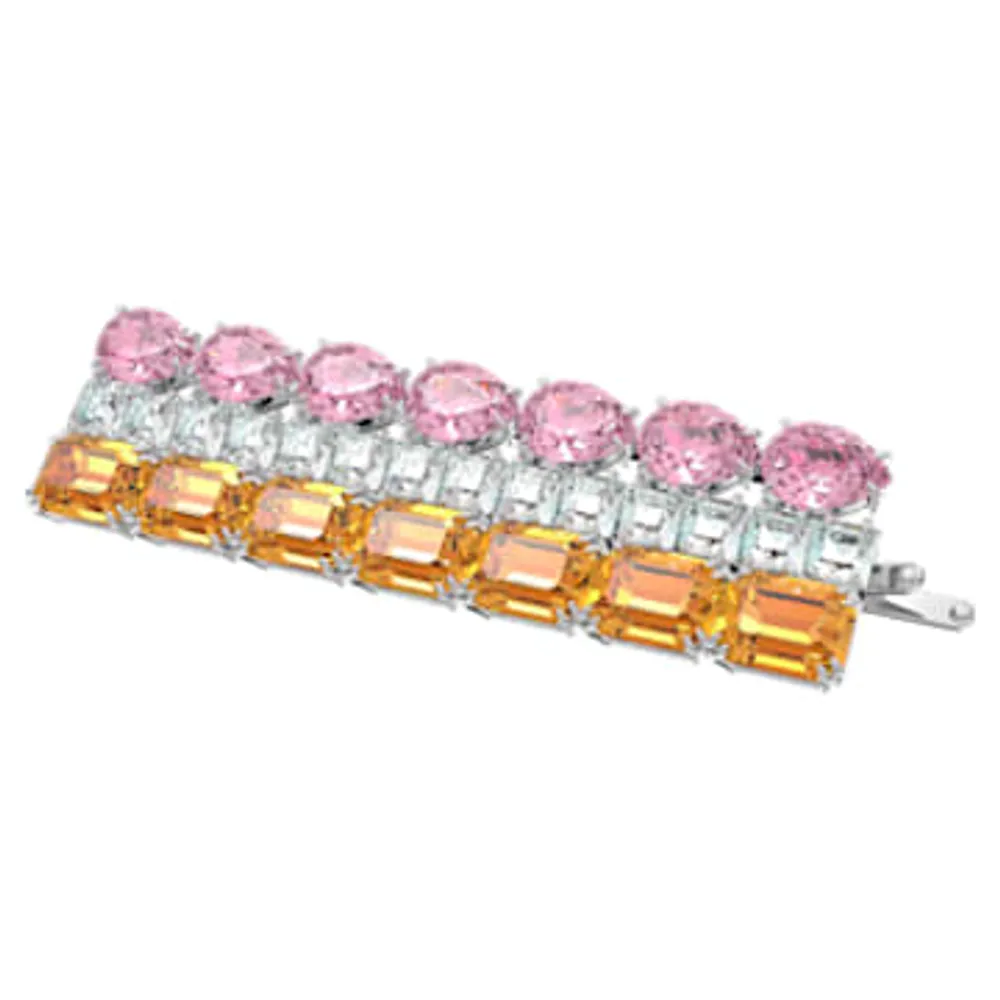 Hair clip, Mixed cuts, Rectangular shape, Multicolored, Rhodium plated by SWAROVSKI