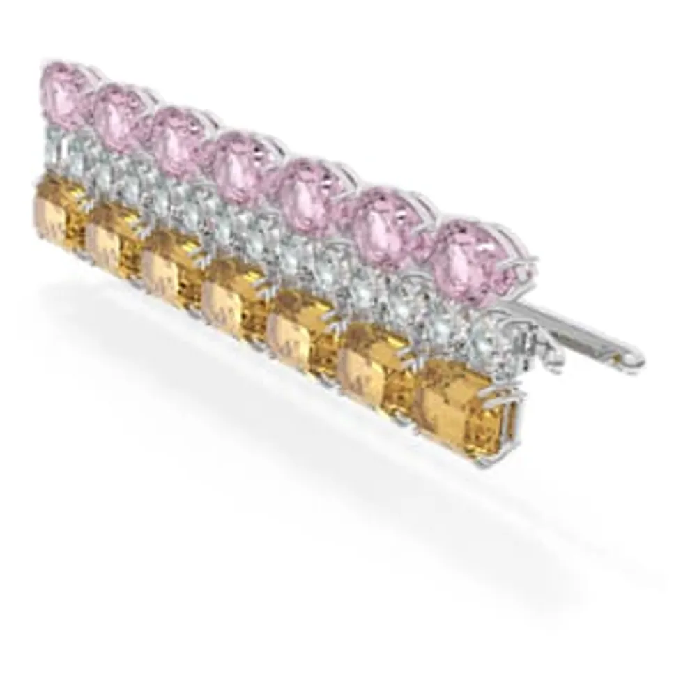 Hair clip, Mixed cuts, Rectangular shape, Multicolored, Rhodium plated by SWAROVSKI