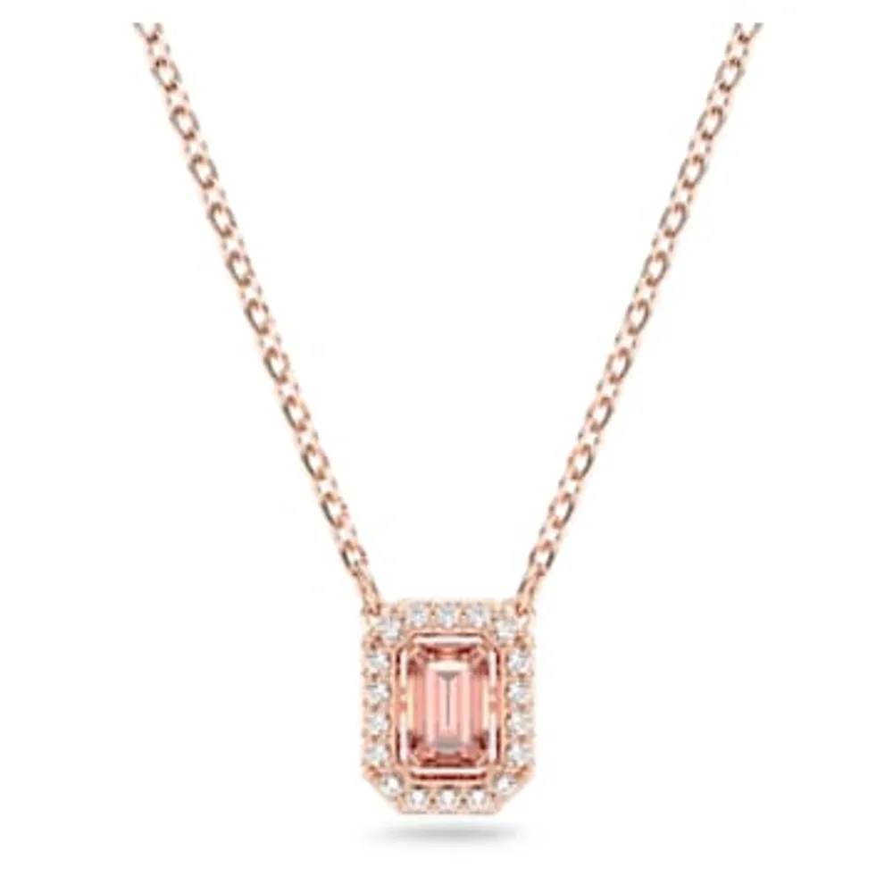 Millenia necklace, Octagon cut, Pink, Rose gold-tone plated by SWAROVSKI