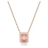 Millenia necklace, Octagon cut, Pink, Rose gold-tone plated by SWAROVSKI