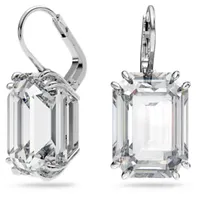 Millenia drop earrings, Octagon cut, White, Rhodium plated by SWAROVSKI