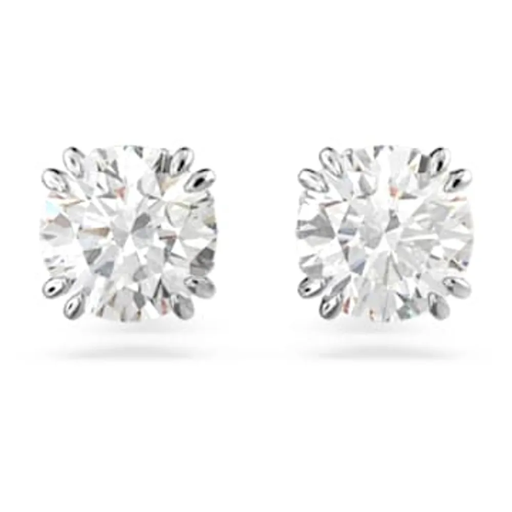 Constella stud earrings, Round cut, White
