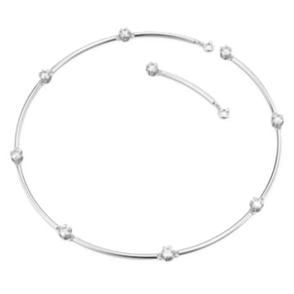 Constella necklace, Round cut, White, Rhodium plated by SWAROVSKI