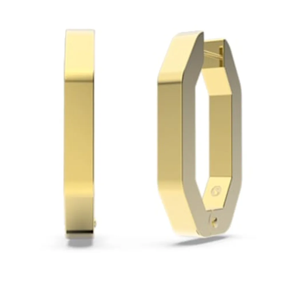 Dextera hoop earrings, Octagon shape, Medium, White, Gold-tone plated by SWAROVSKI
