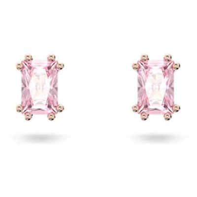 Stilla stud earrings, Rectangular cut, Pink, Rose gold-tone plated by SWAROVSKI