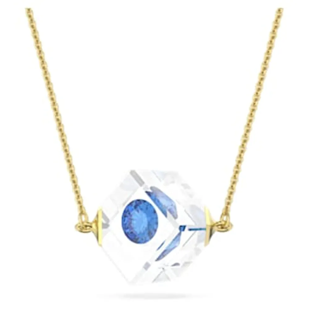 Swarovski Curiosa necklace, Floating chaton, Blue, Gold-tone plated by  SWAROVSKI