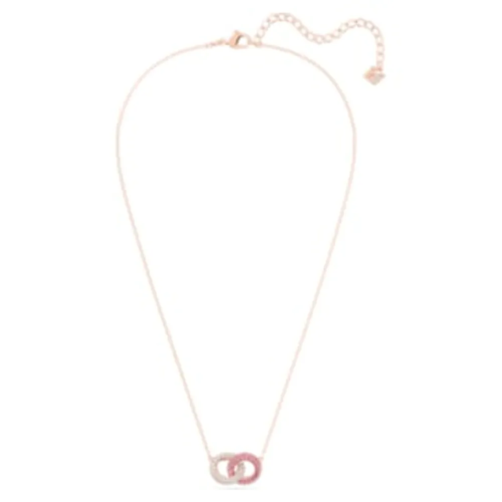 Stone necklace, Intertwined circles, Pink, Rose gold-tone plated by SWAROVSKI