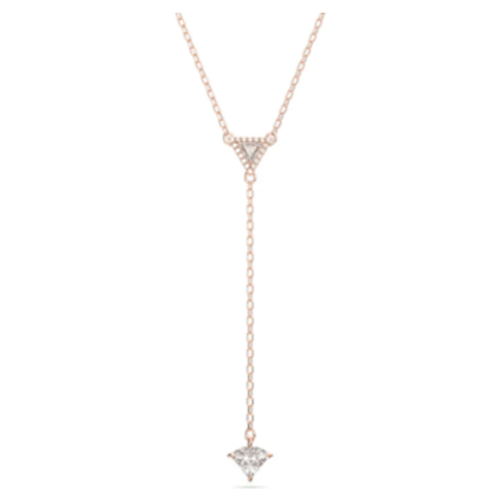 Ortyx Y necklace, Triangle cut, White, Rose gold-tone plated by SWAROVSKI