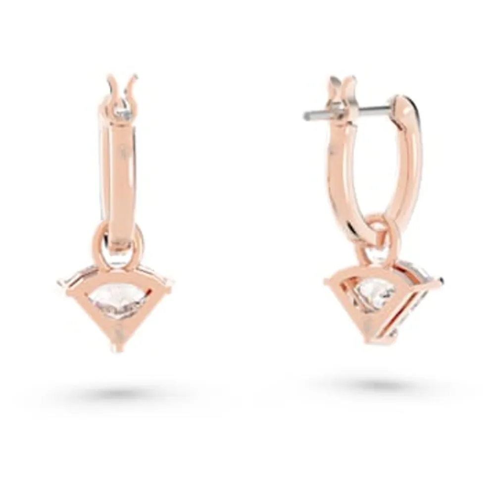 Ortyx drop earrings, Triangle cut, White, Rose gold-tone plated by SWAROVSKI