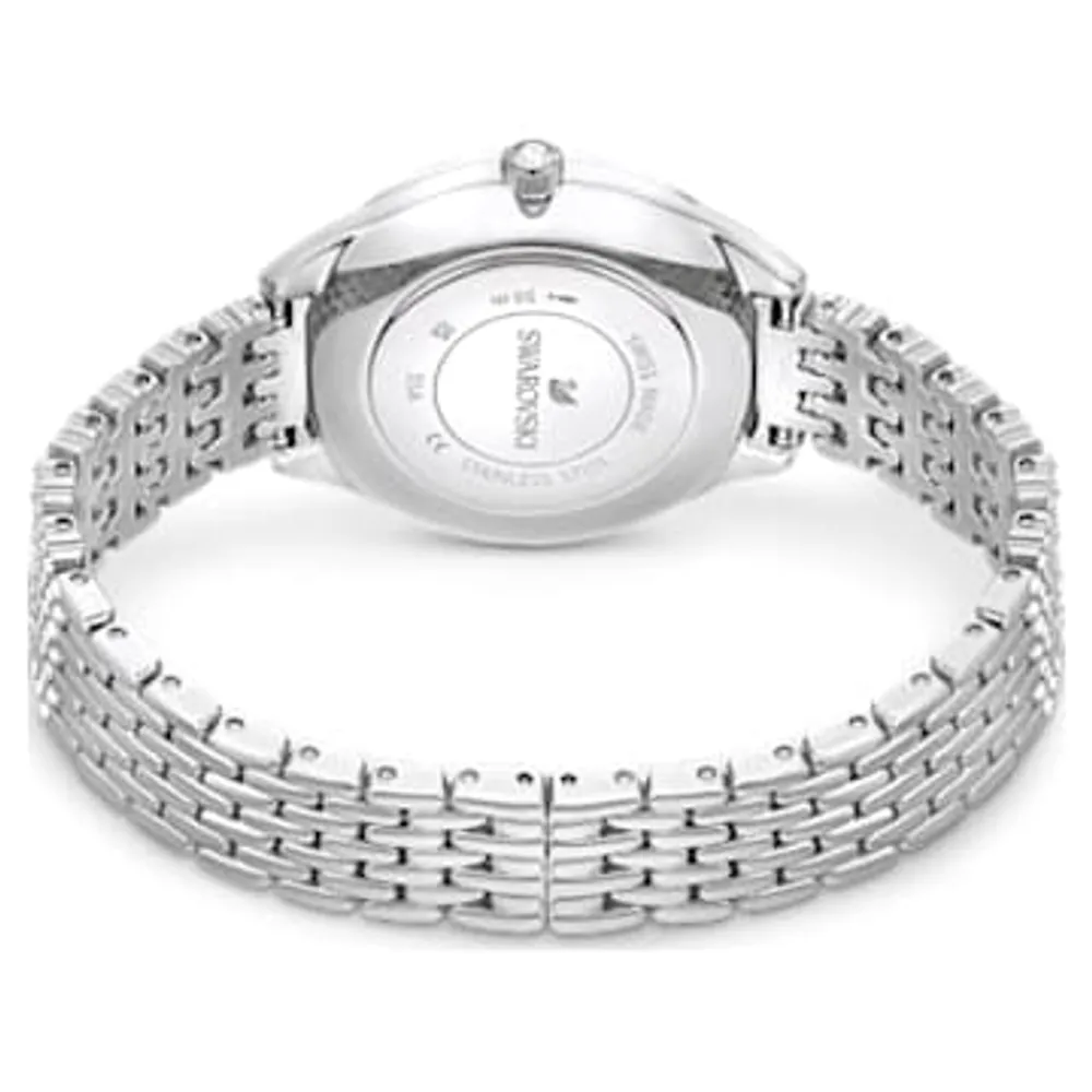 Attract watch, Swiss Made, Full pavé, Metal bracelet, Silver tone, Stainless steel by SWAROVSKI
