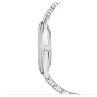 Attract watch, Swiss Made, Full pavé, Metal bracelet, Silver tone, Stainless steel by SWAROVSKI