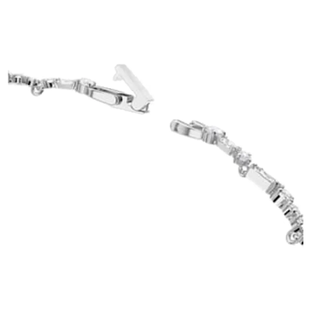 Gema necklace, Mixed cuts, Flower, White, Rhodium plated by SWAROVSKI