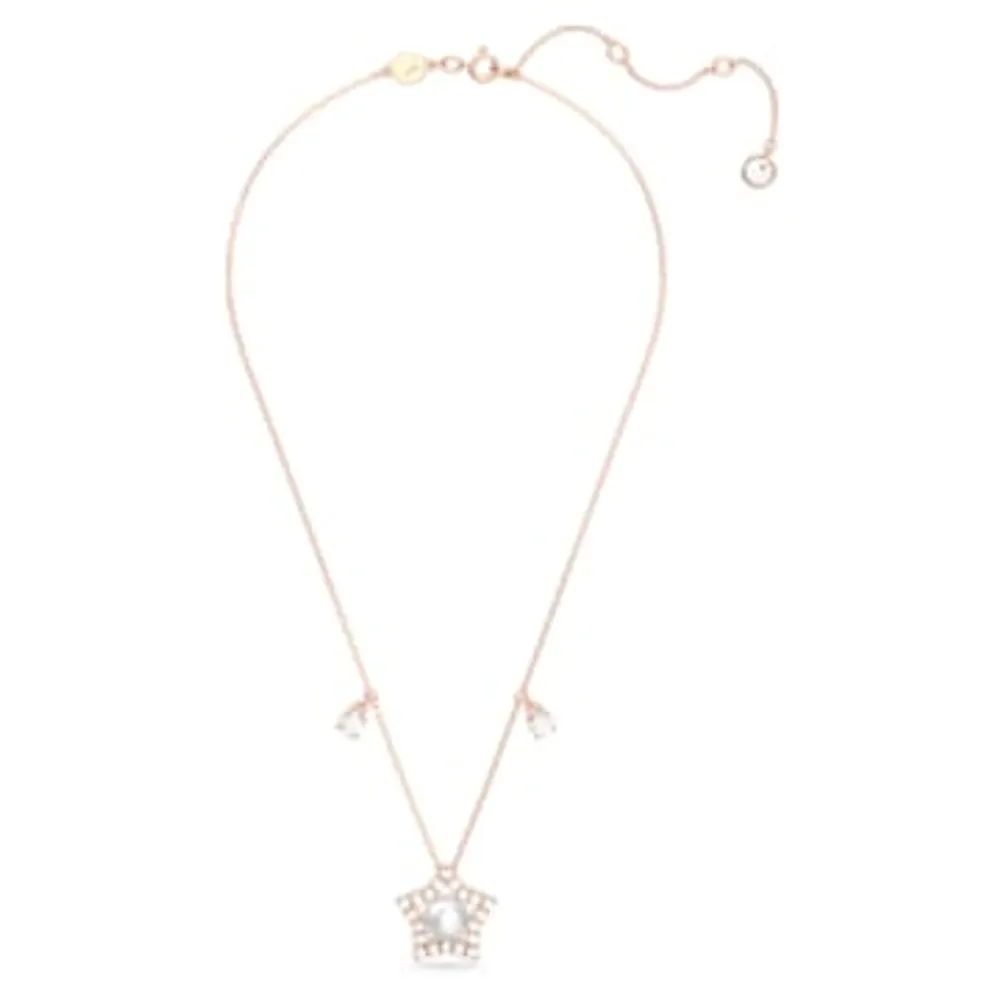 Stella necklace, Mixed cuts, Star, White, Rose gold-tone plated by SWAROVSKI